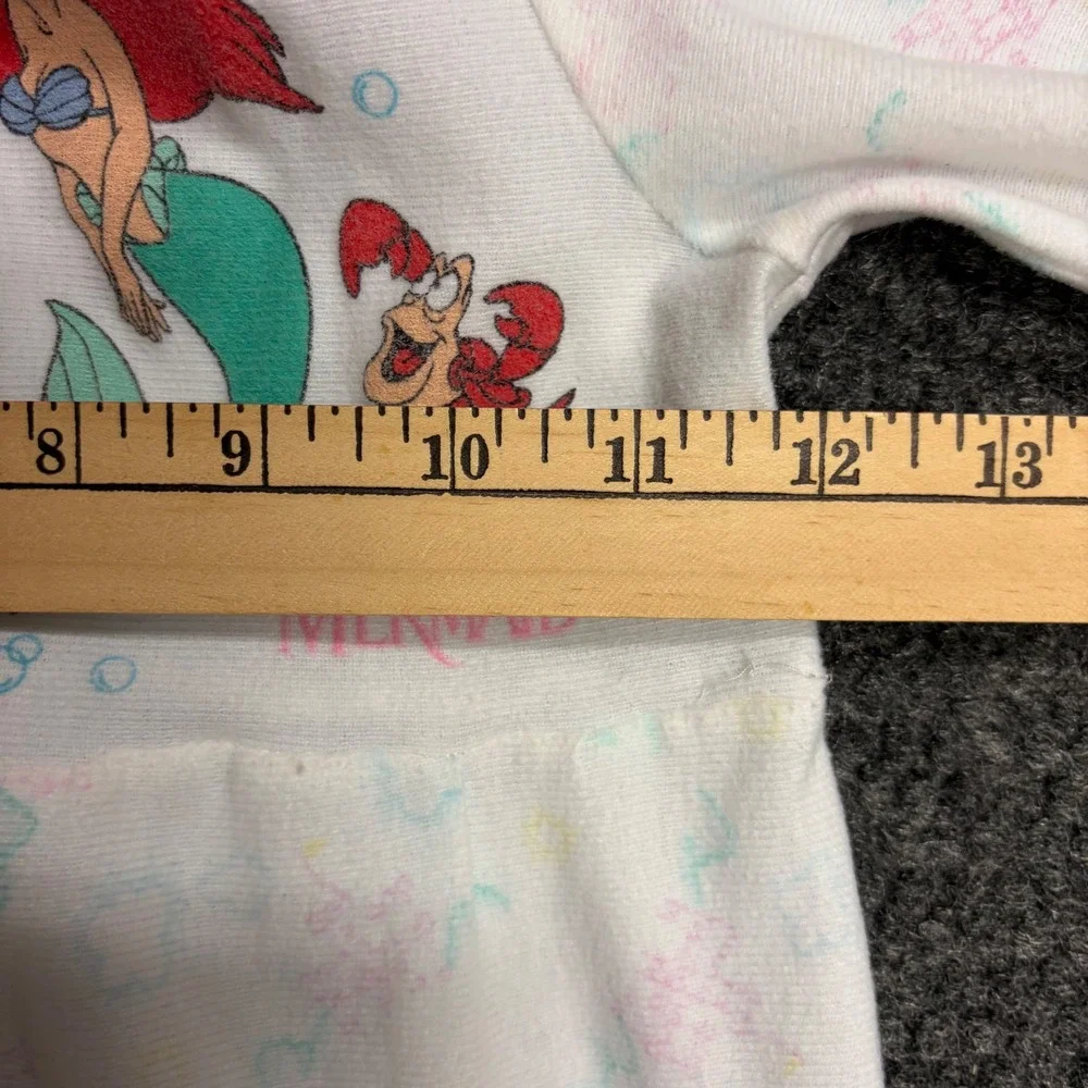 Vintage Disney The Little Mermaid Ariel Sleeper Pajamas White Pink Girls